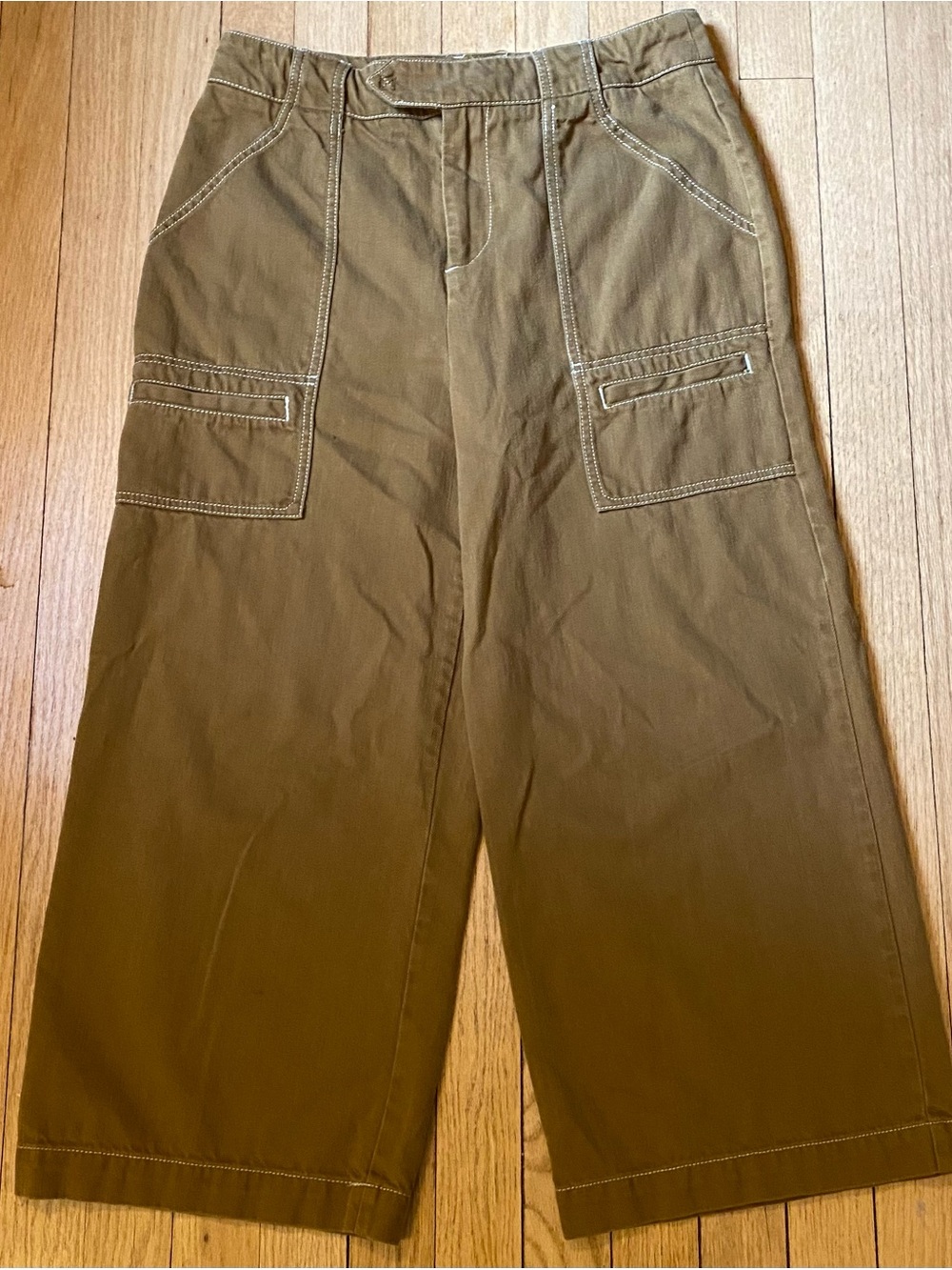 Anthropologie Pants Womens 8 Brown Casual Capri Wide Leg Cotton Blend Boho 23”